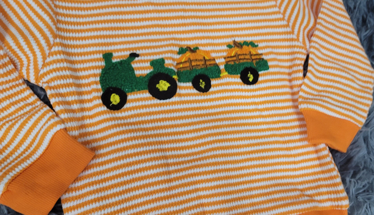 Toddler Baby Boy Halloween Tractor Pumpkin Outfit