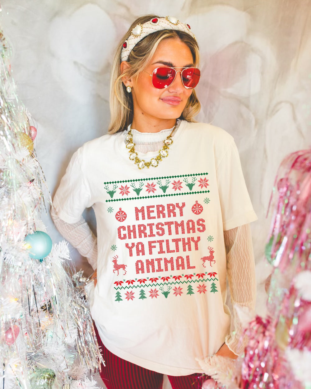 MERRY CHRISTMAS YA FILTHY ANIMAL GRAPHIC Tee