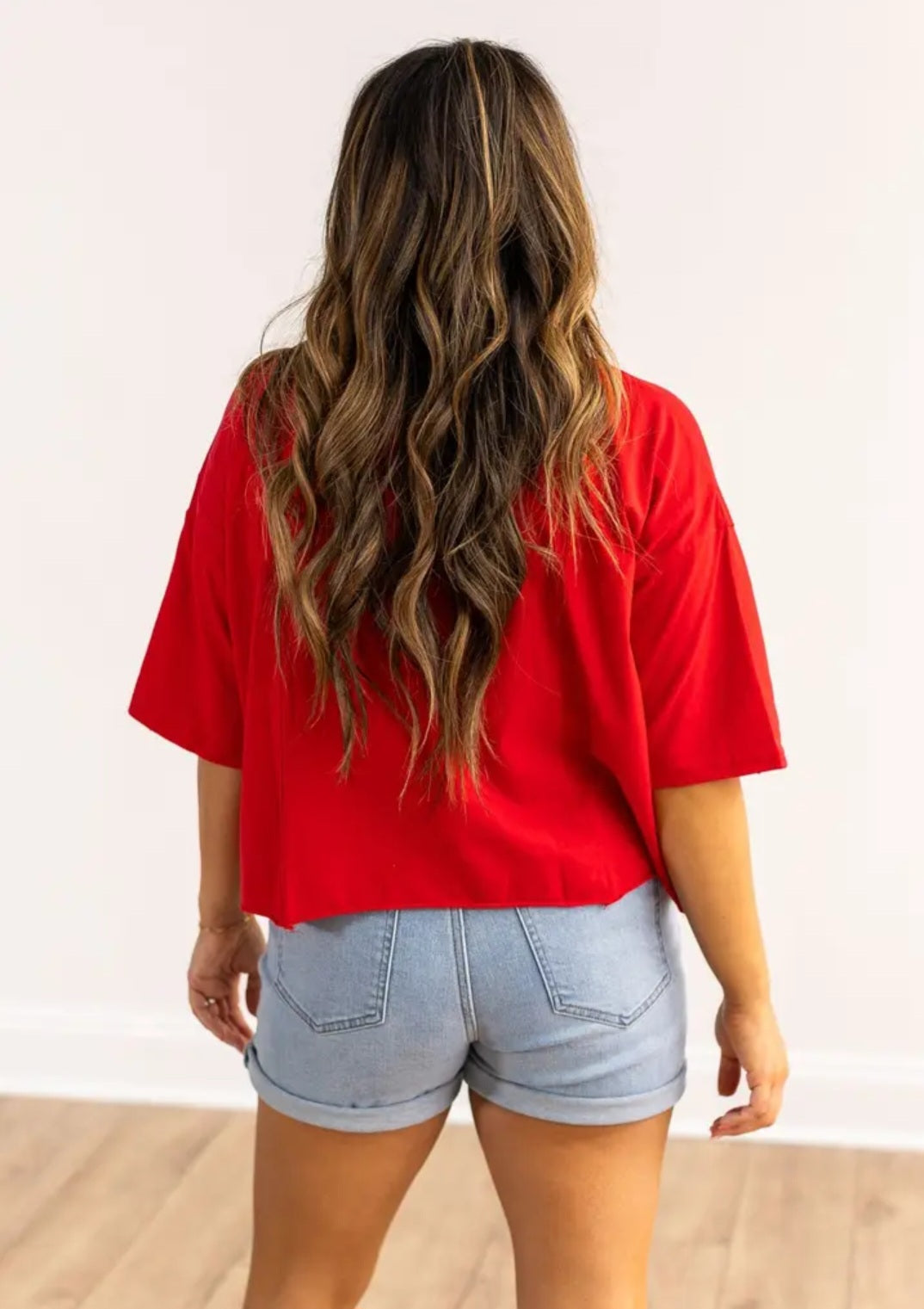 Bow Red Boxy Crop Top