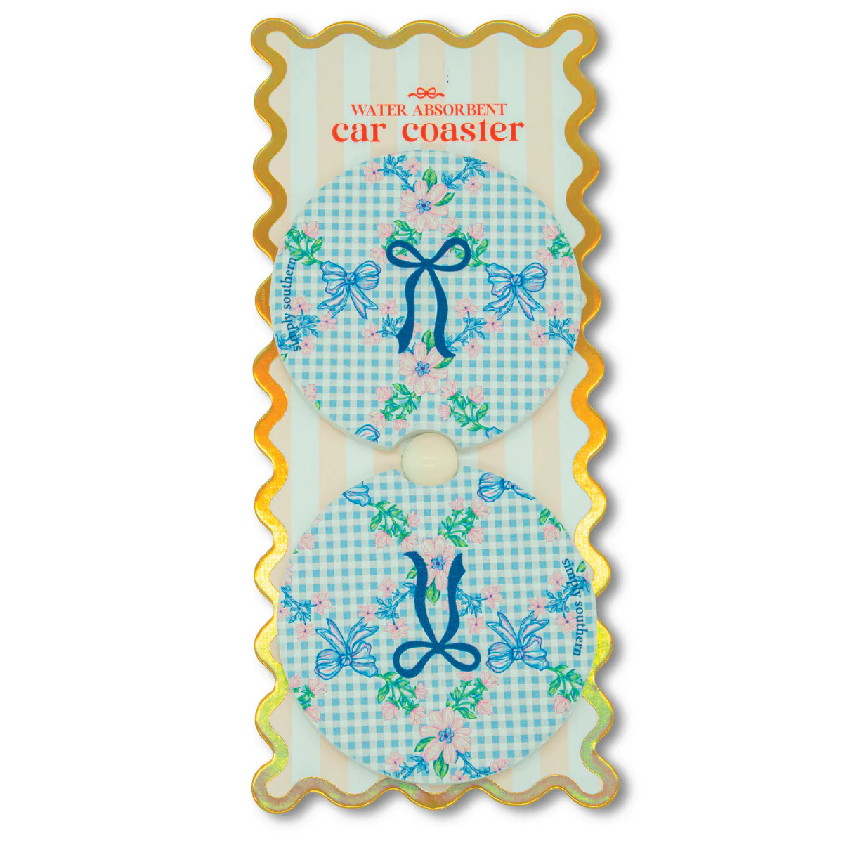 Simply Southern® Car Coasters Set: Gingham