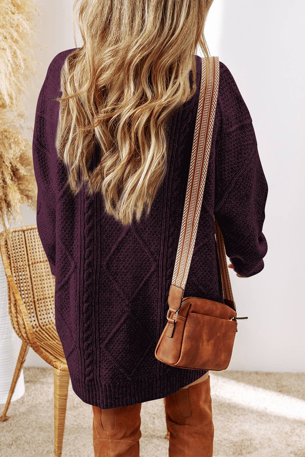 Grace Cable Knit Loose Fit Knit Sweater Dress