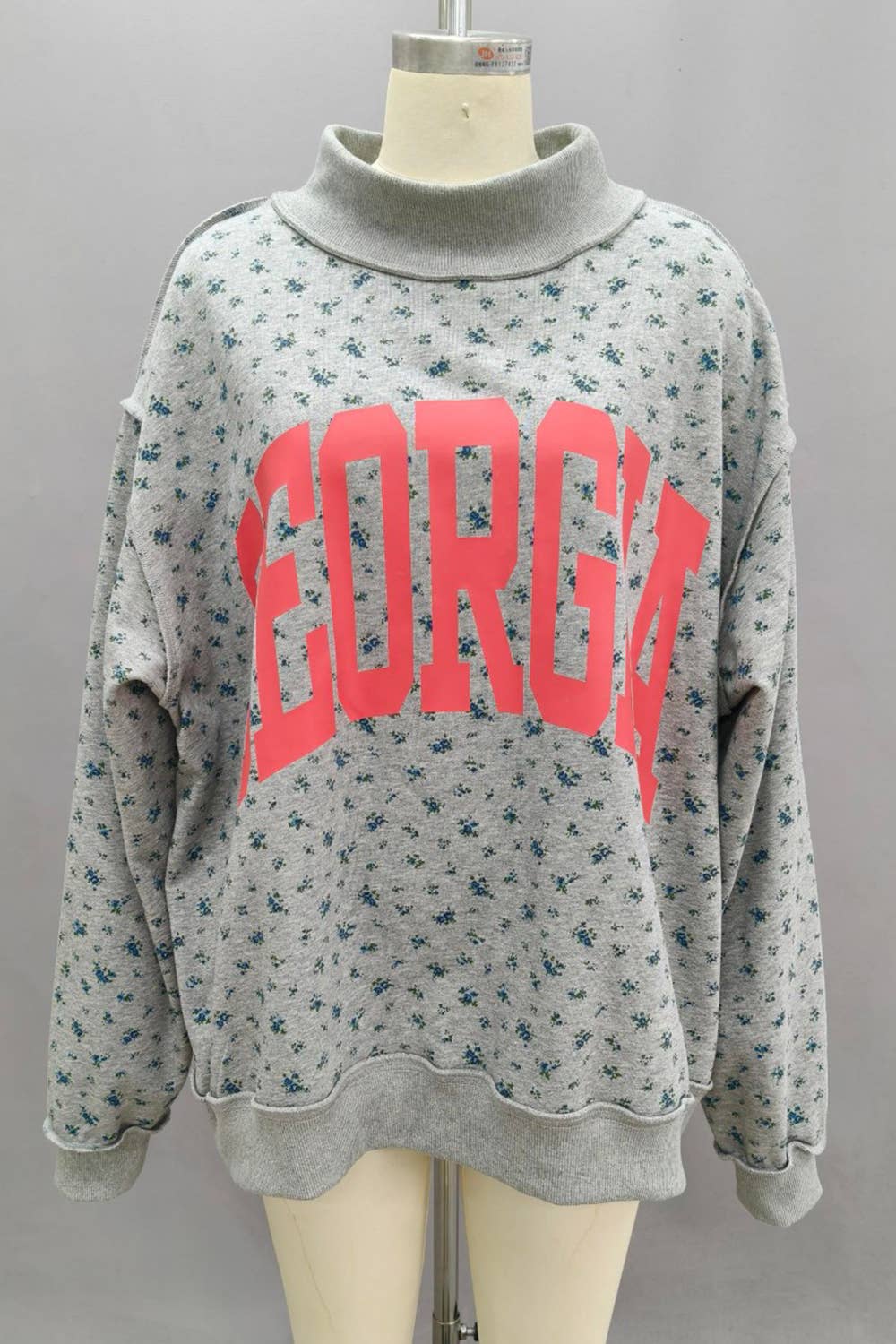 GEORGIA & GA Reversible Floral Mock Neck Sweatshirt