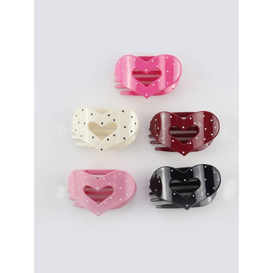 Lovely Polka Dot Heart Cut out Flat Hair Clip