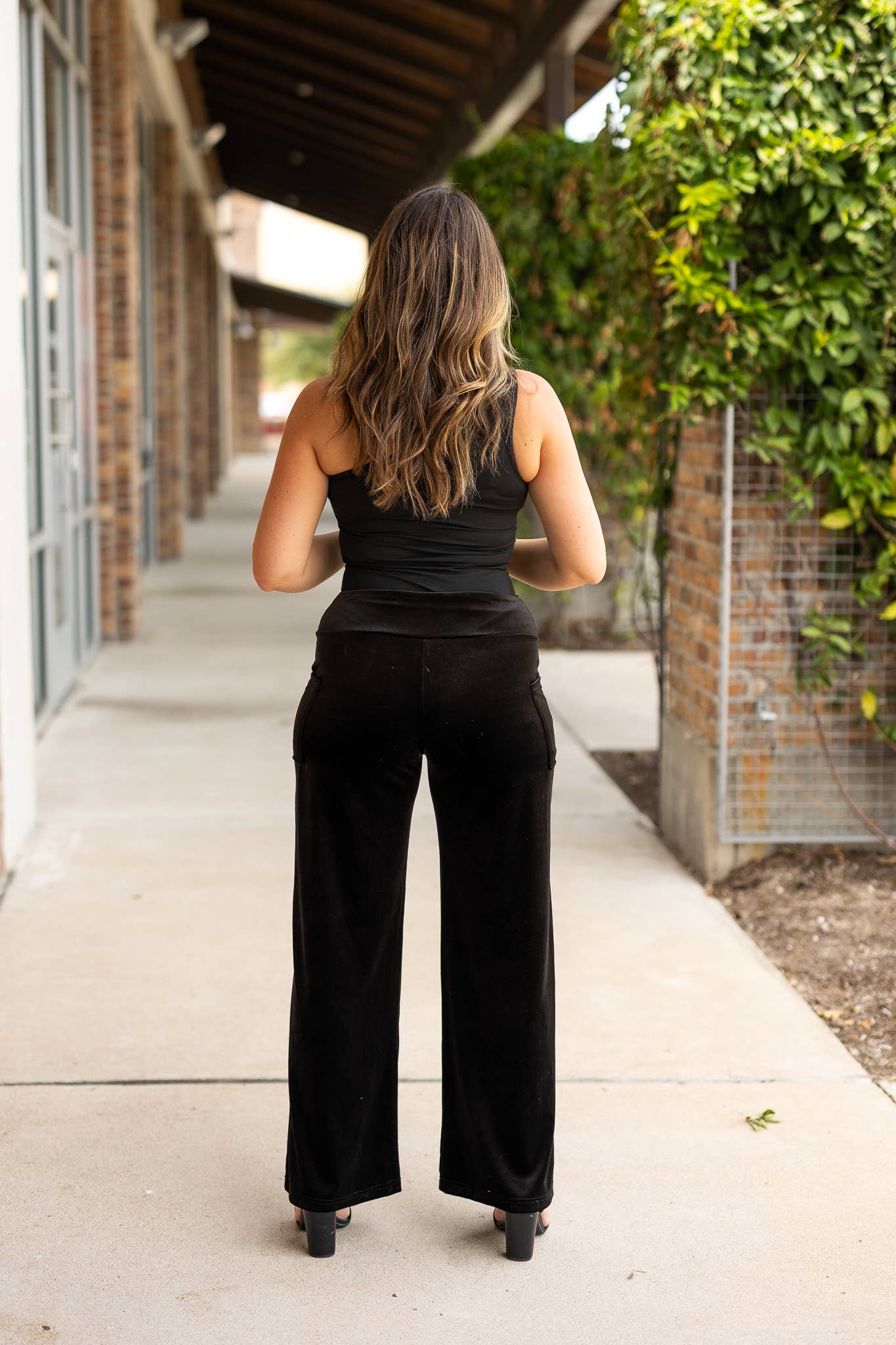 The Regina - Black Velvet Wide Leg Pants