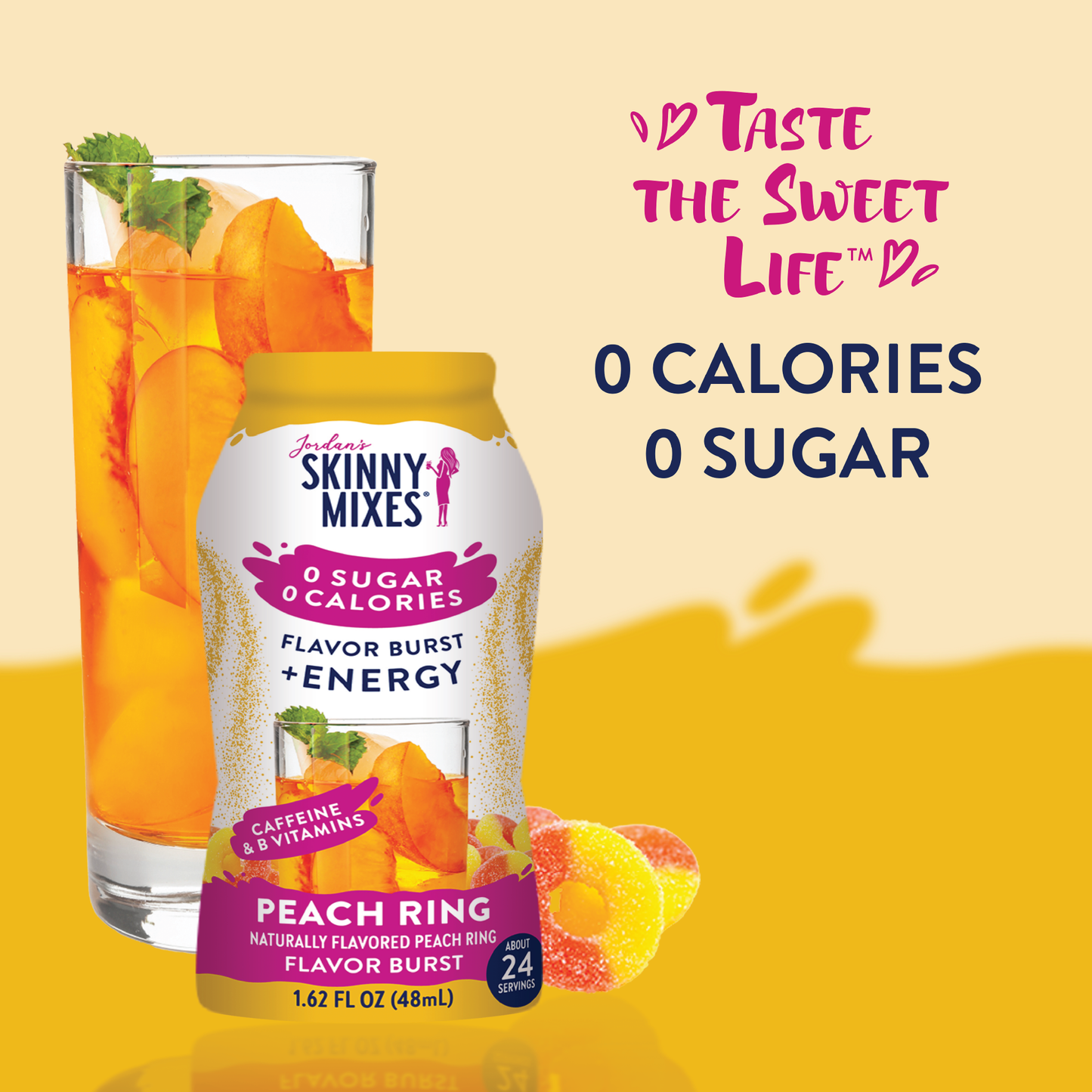 Jordan's Skinny Mixes Flavor Burst - Sugar Free Peach Ring + Energy