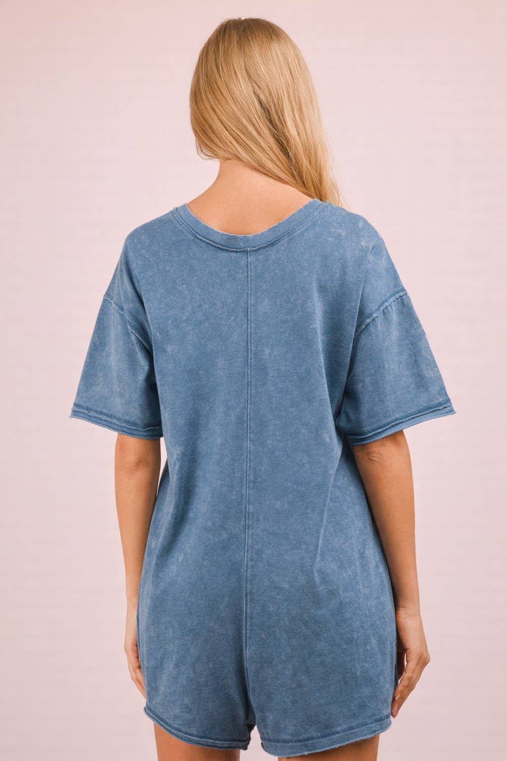 Mineral Washed Oversized Casual Knit Romper
