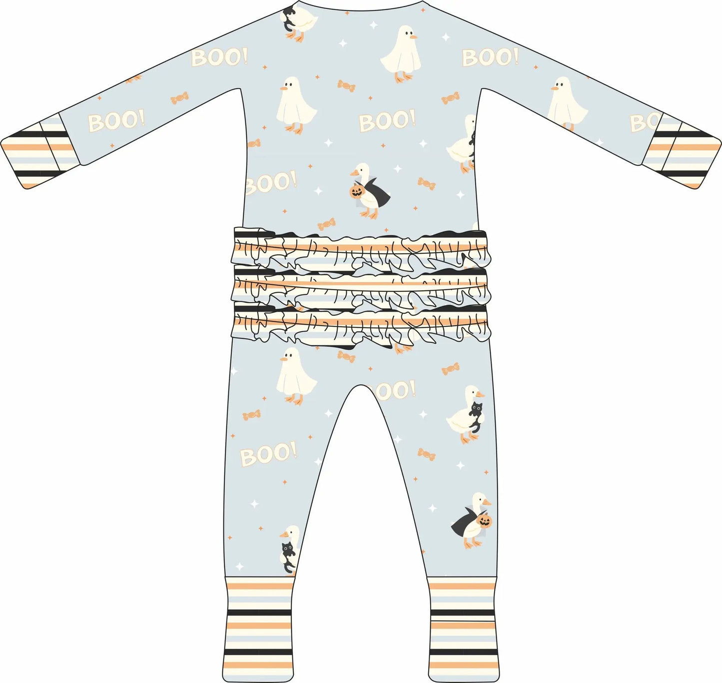 Max and Pippa | Boo Goose Halloween Ruffle Convertible Zippie Pajamas