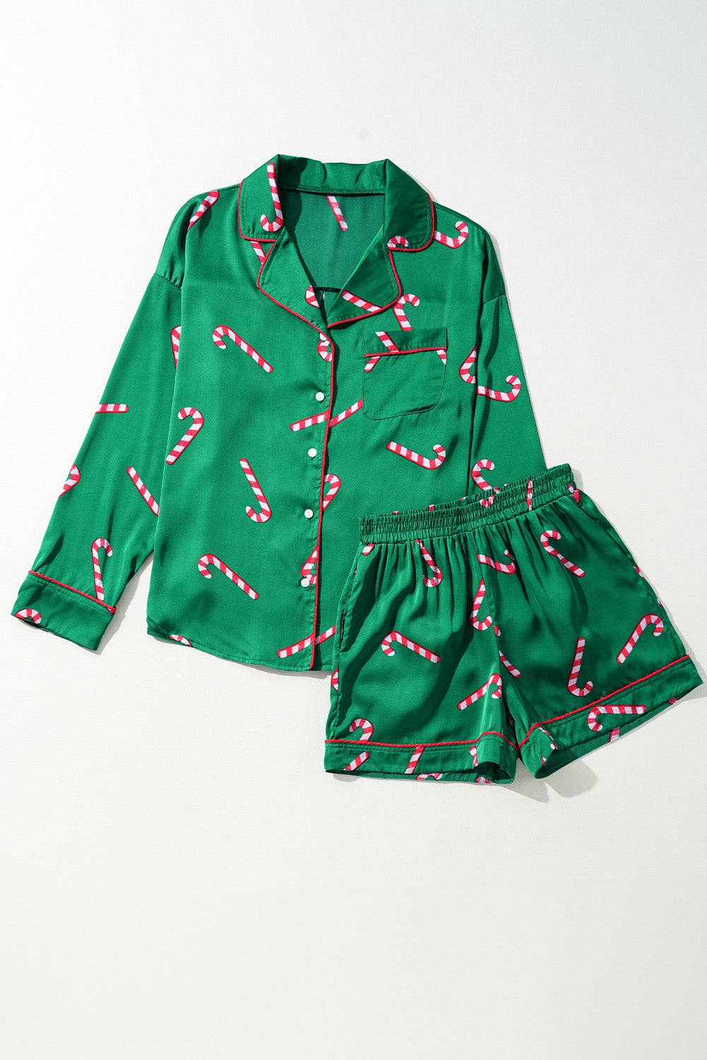 Candy Cane Shirt and Shorts Pajama Set