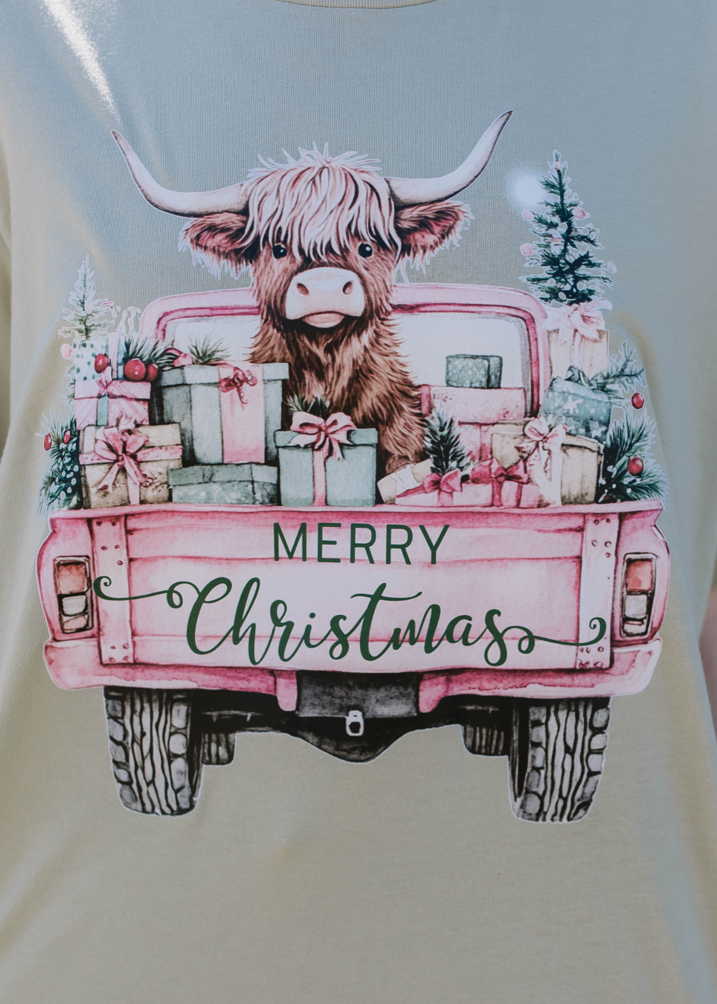 Christmas Tree Truck with a Cow Tee
