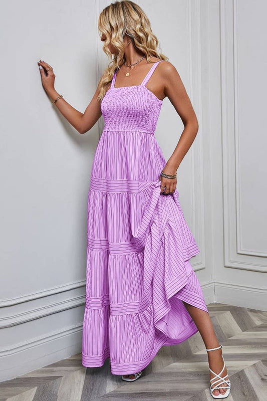 SLEEVELESS TANK TOP STRIPED MAXI DRESS