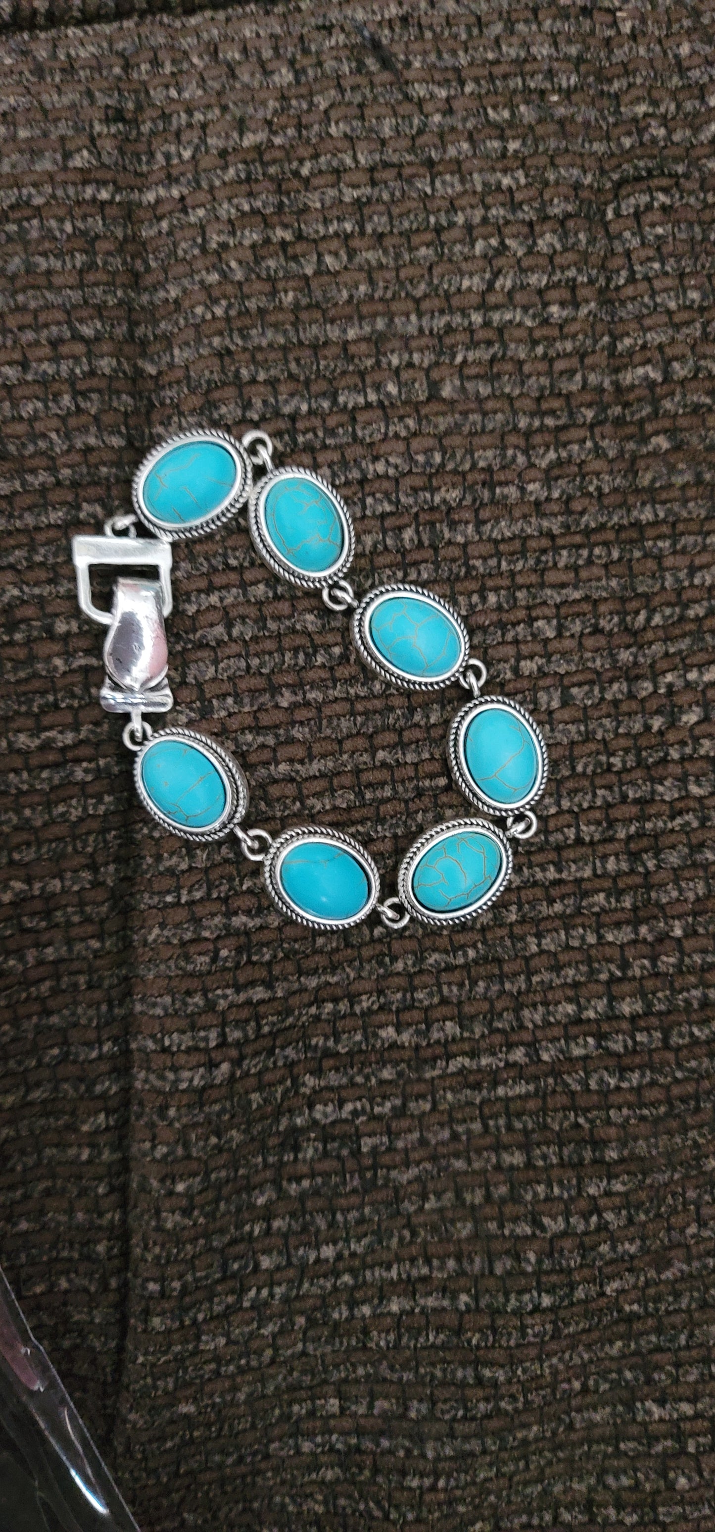 Western Turquoise Oval Concho Link Bracelet