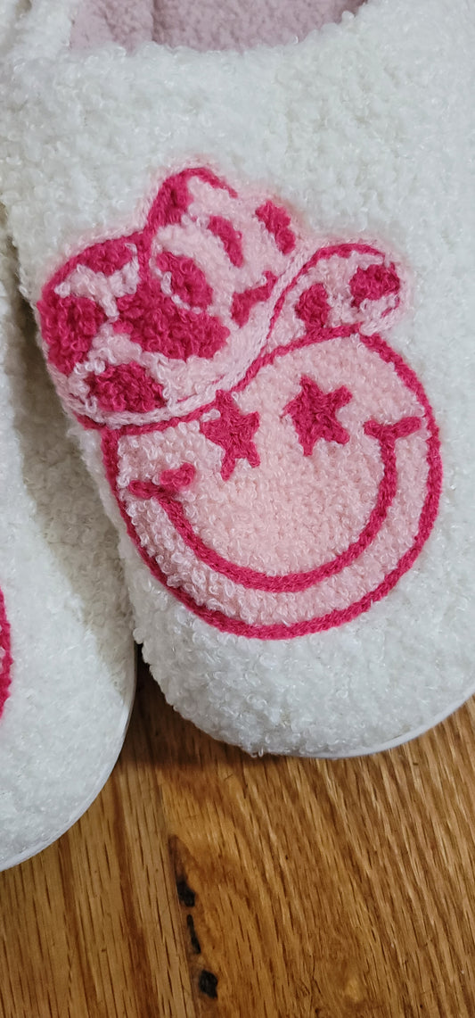 Smiley Face Cowboy Hat Slippers