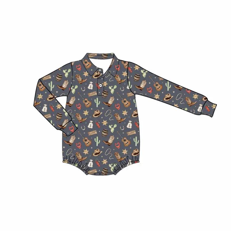 Max and Pippa | Giddy Up Western Long Sleeve Polo Bubble