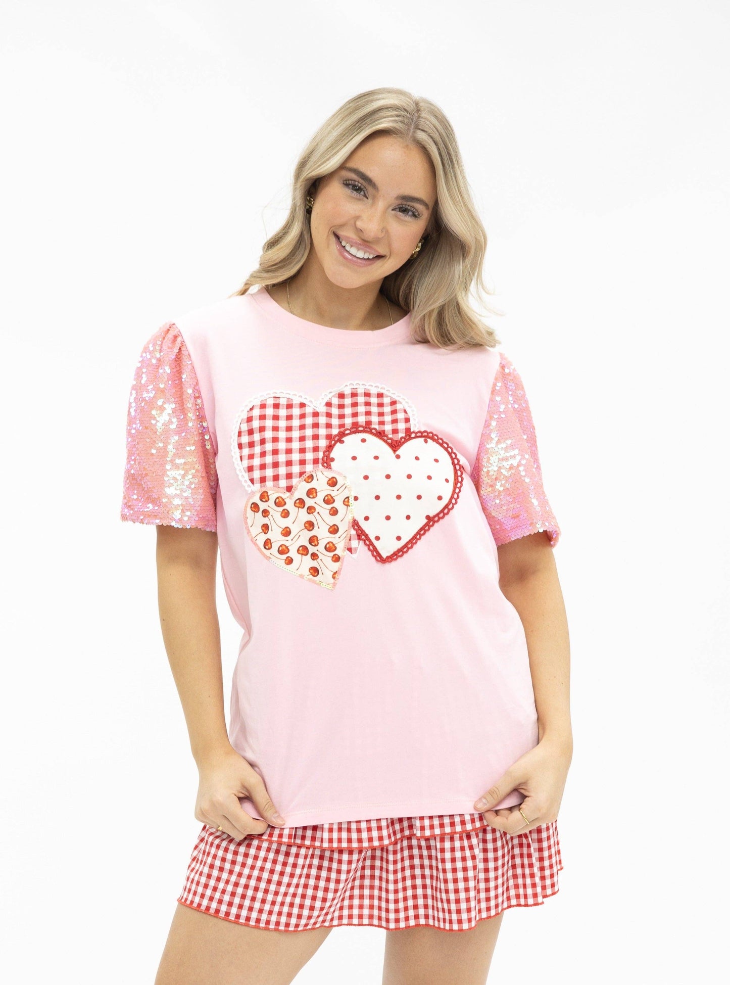 Heart Patches on Pink Princess Top