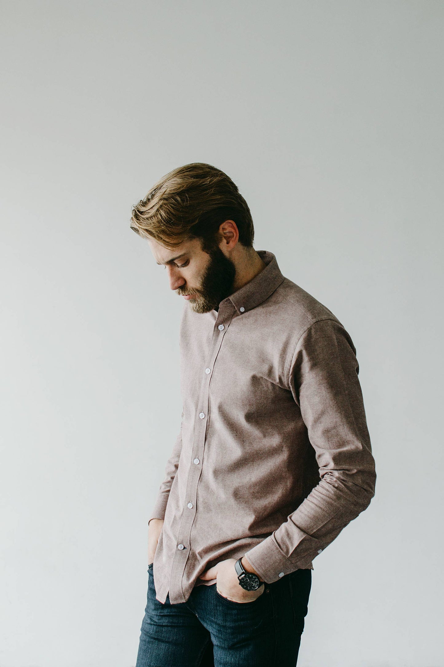 Lucas Casual Untuckable Casual Fit Dress Shirt Brown - Alynn