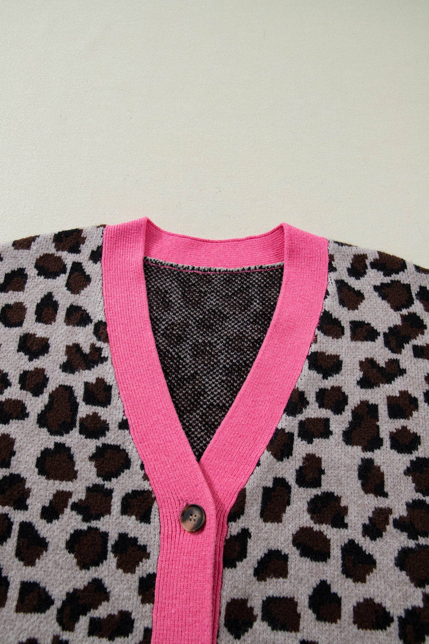 Leopard Colorblock Button Down Oversize Cardigan