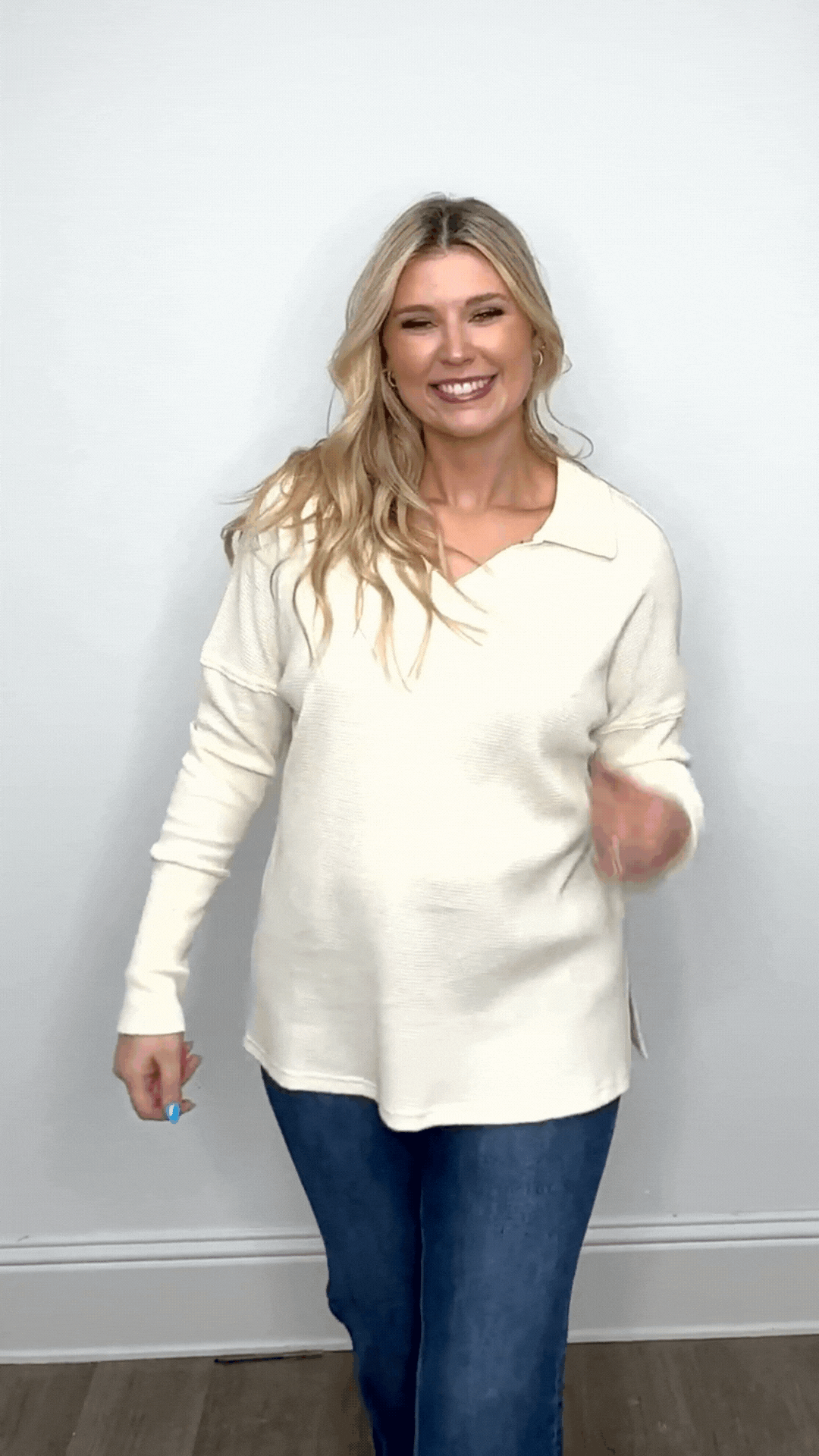 Grace + Emma Waffle Knit Top, Ivory