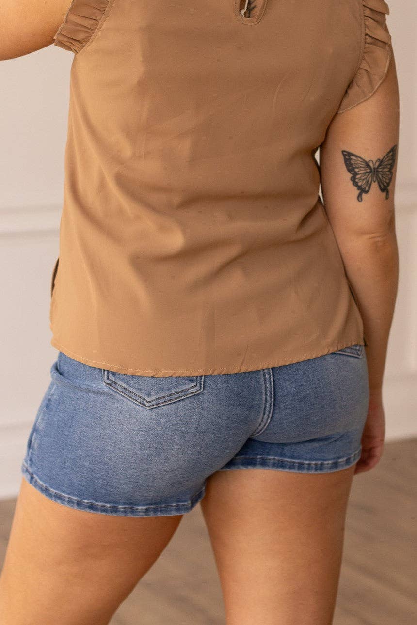 The Lacey Mid-Wash Denim Skort
