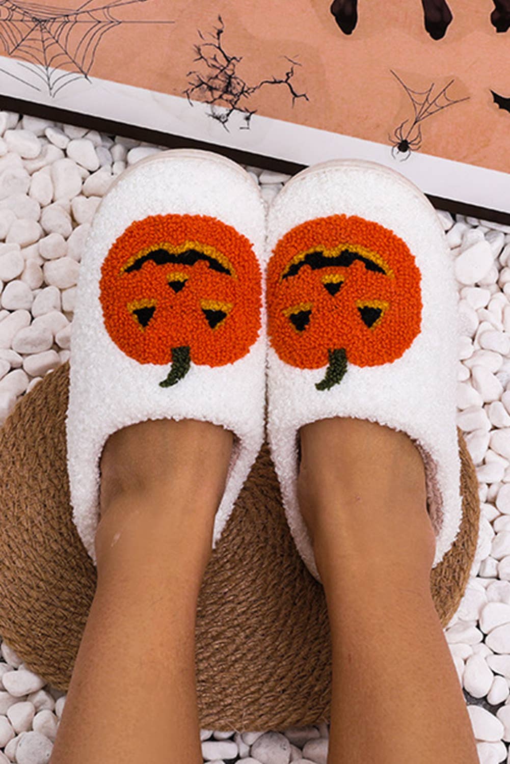 Halloween Pumpkin Print Slippers | US6-10