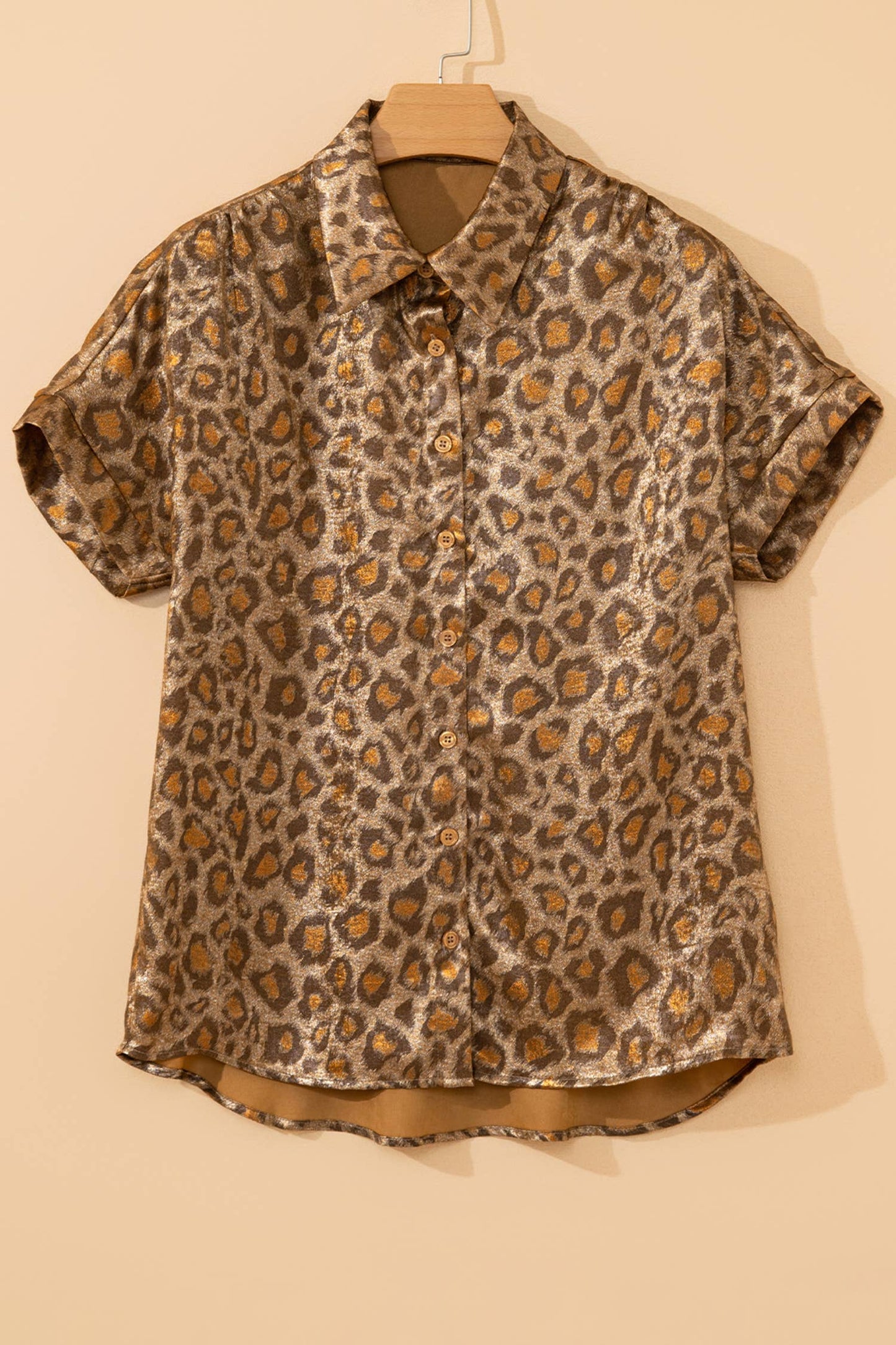 LAS Metallic Leopard Short Sleeve Casual Shirt
