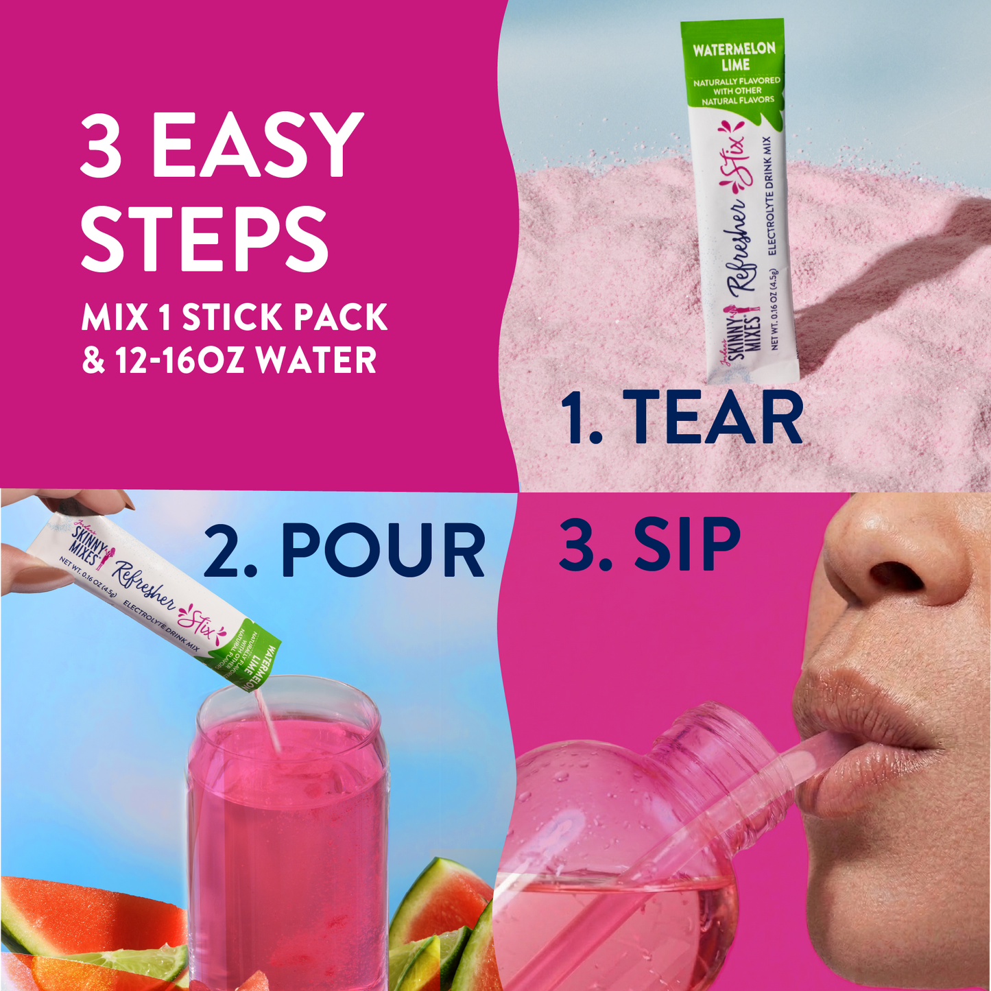 Jordan's Skinny Mixes Refresher Stix 16 ct - Watermelon Lime