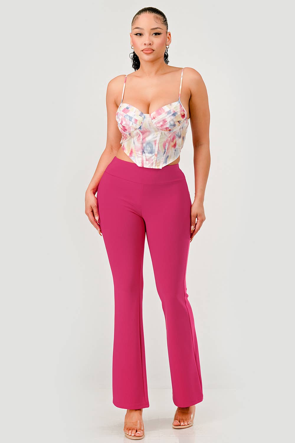 Womens High Waist Tummy Control Flare Pants