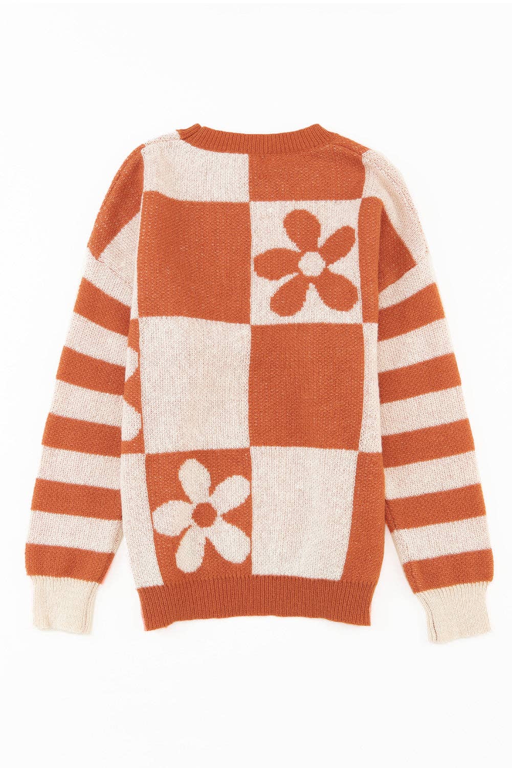 Checker Floral Stripe Patchwork Sweater