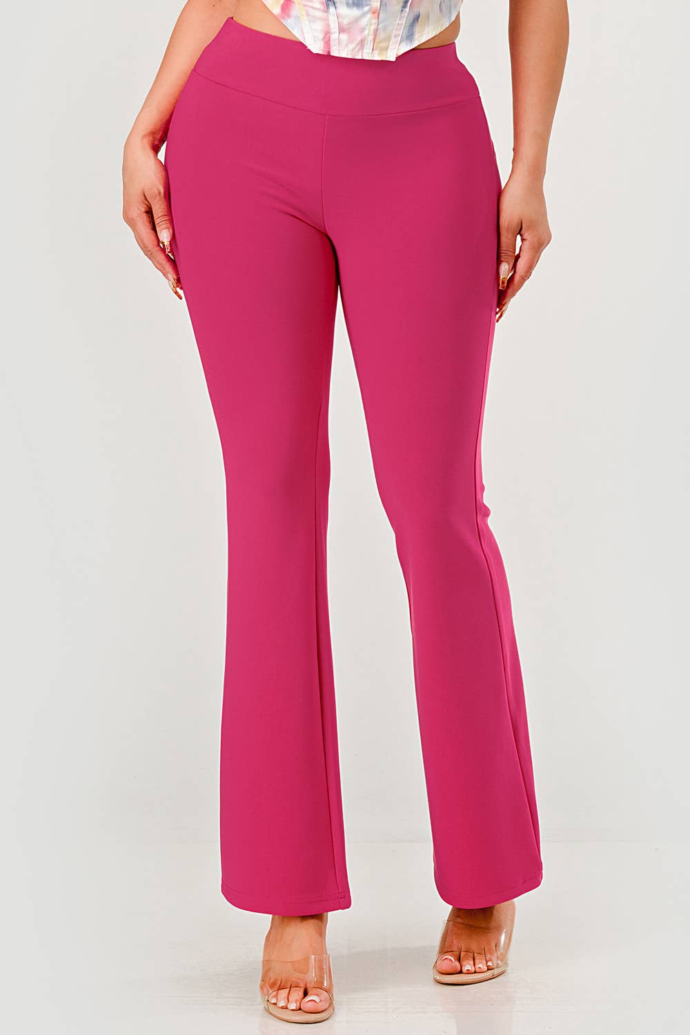 Womens High Waist Tummy Control Flare Pants