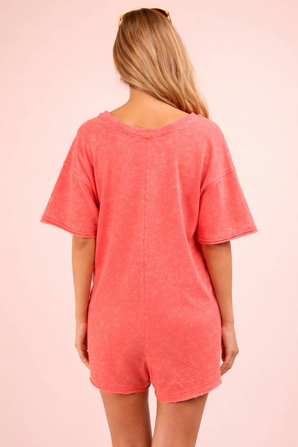 Mineral Washed Oversized Casual Knit Romper