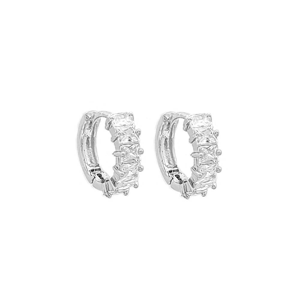 Gold Dipped CZ Stone Cluster Huggie Hoop Earrings