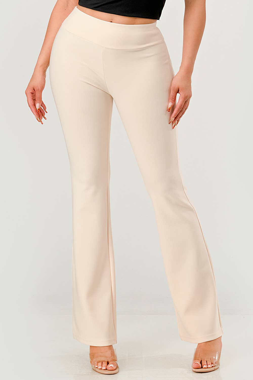 Womens High Waist Tummy Control Flare Pants