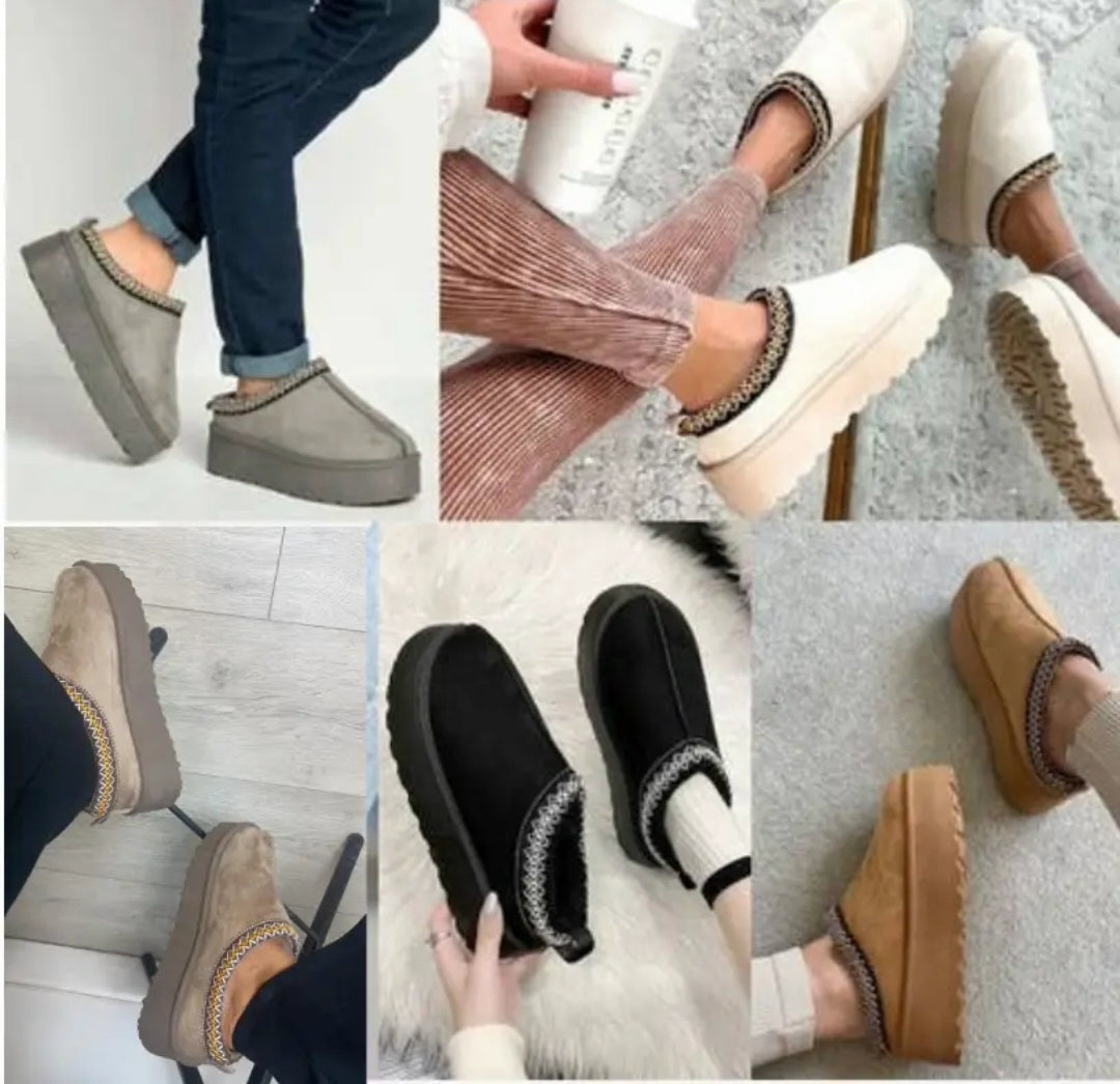Faux Fur Cozy Fluffy Platform Slippers