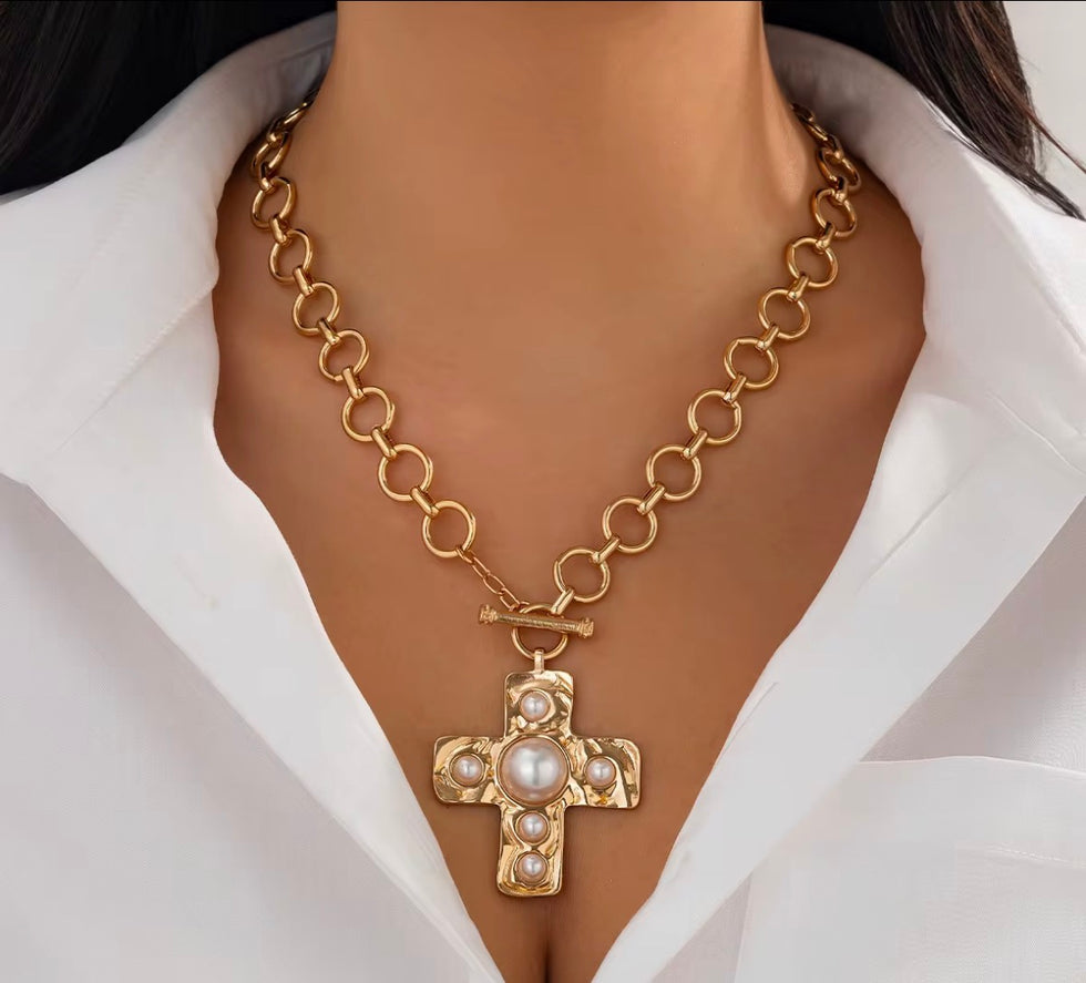 Hammered Cross Necklace