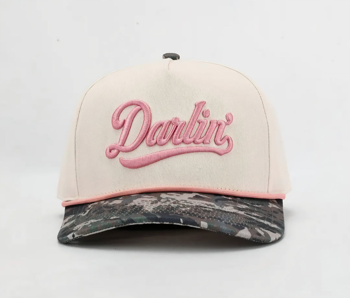 Darlin' Script Hat - Cream/Camo Bill