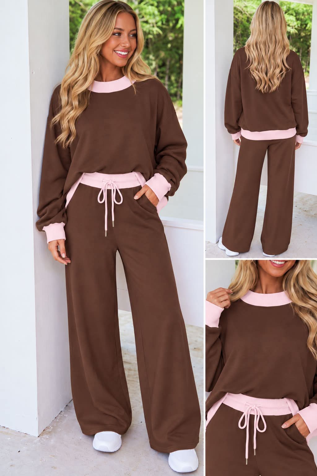 Coffee and Pink Trim Set 💕