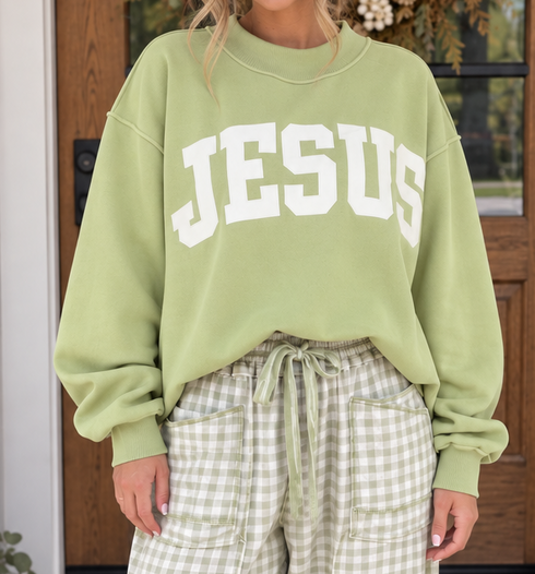 JESUS Letter Patch Mock Sweatshirt Preorder