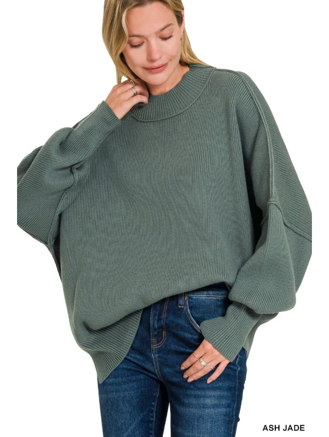 Side Slit Oversized Zenana Sweater