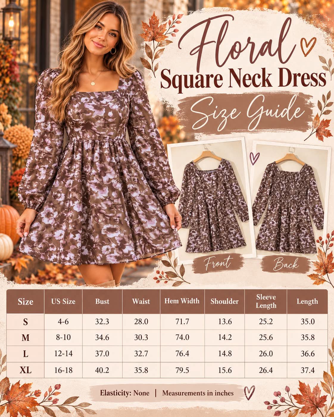 Floral Square Neck Fall Dress Preorder