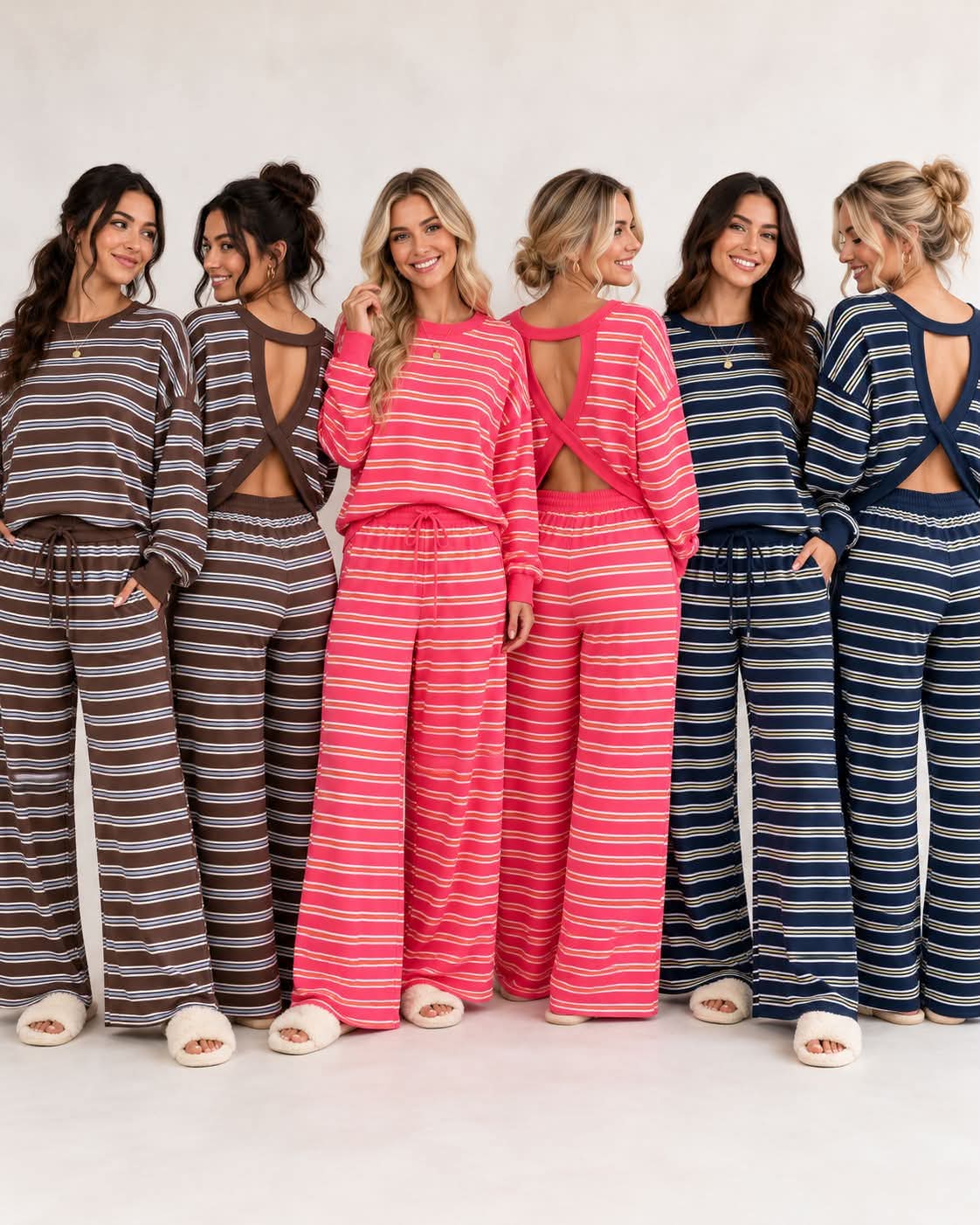 Stripe Back Cutout Set Plus Brown