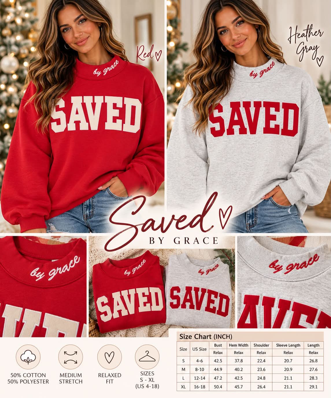 Saved by Grace Red Sweatshirt