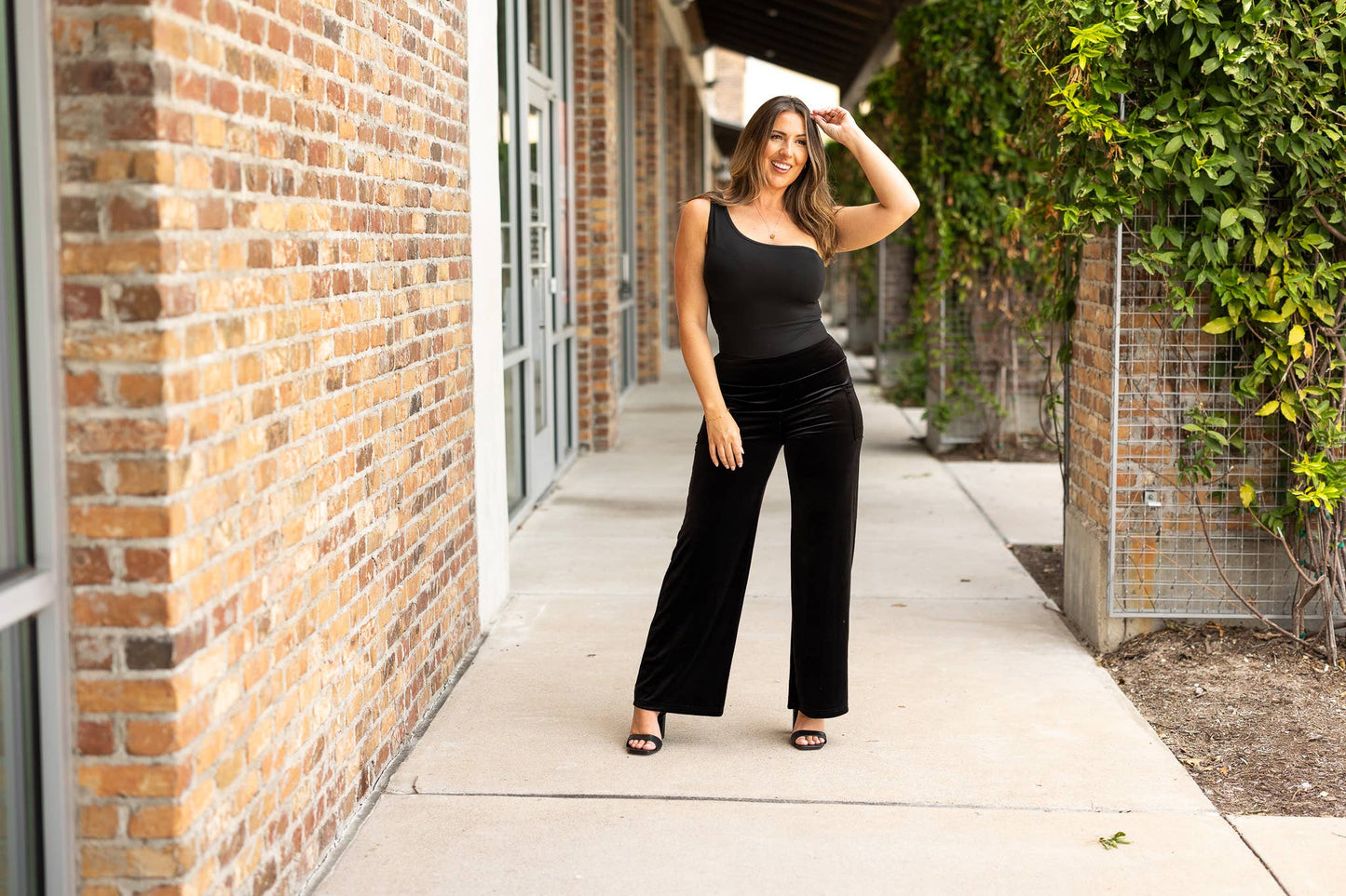 The Regina - Black Velvet Wide Leg Pants