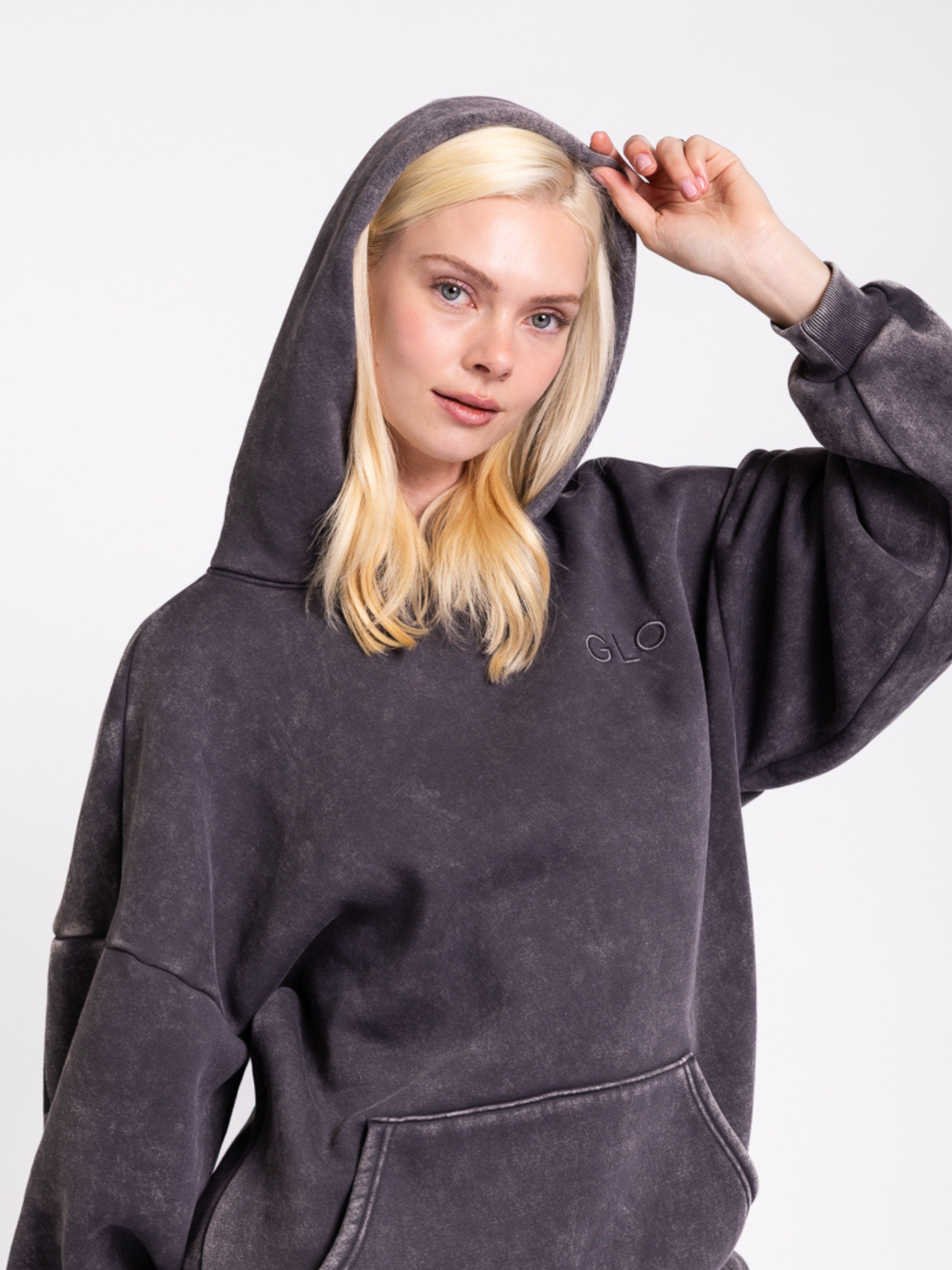 GLO Kingdom Essential Hoodie - Snow Wash - Dark Shadow- Forgiven
