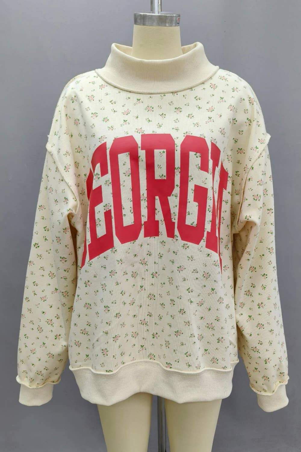 GEORGIA & GA Reversible Floral Mock Neck Sweatshirt