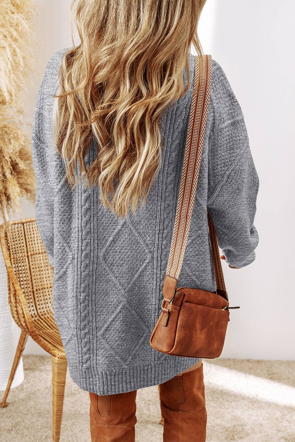 Grace Cable Knit Loose Fit Knit Sweater Dress