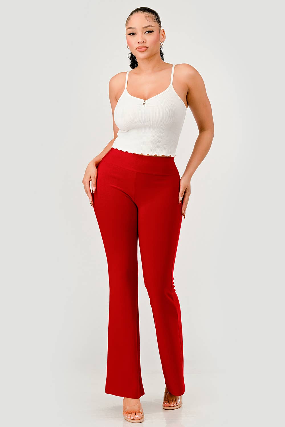 Womens High Waist Tummy Control Flare Pants