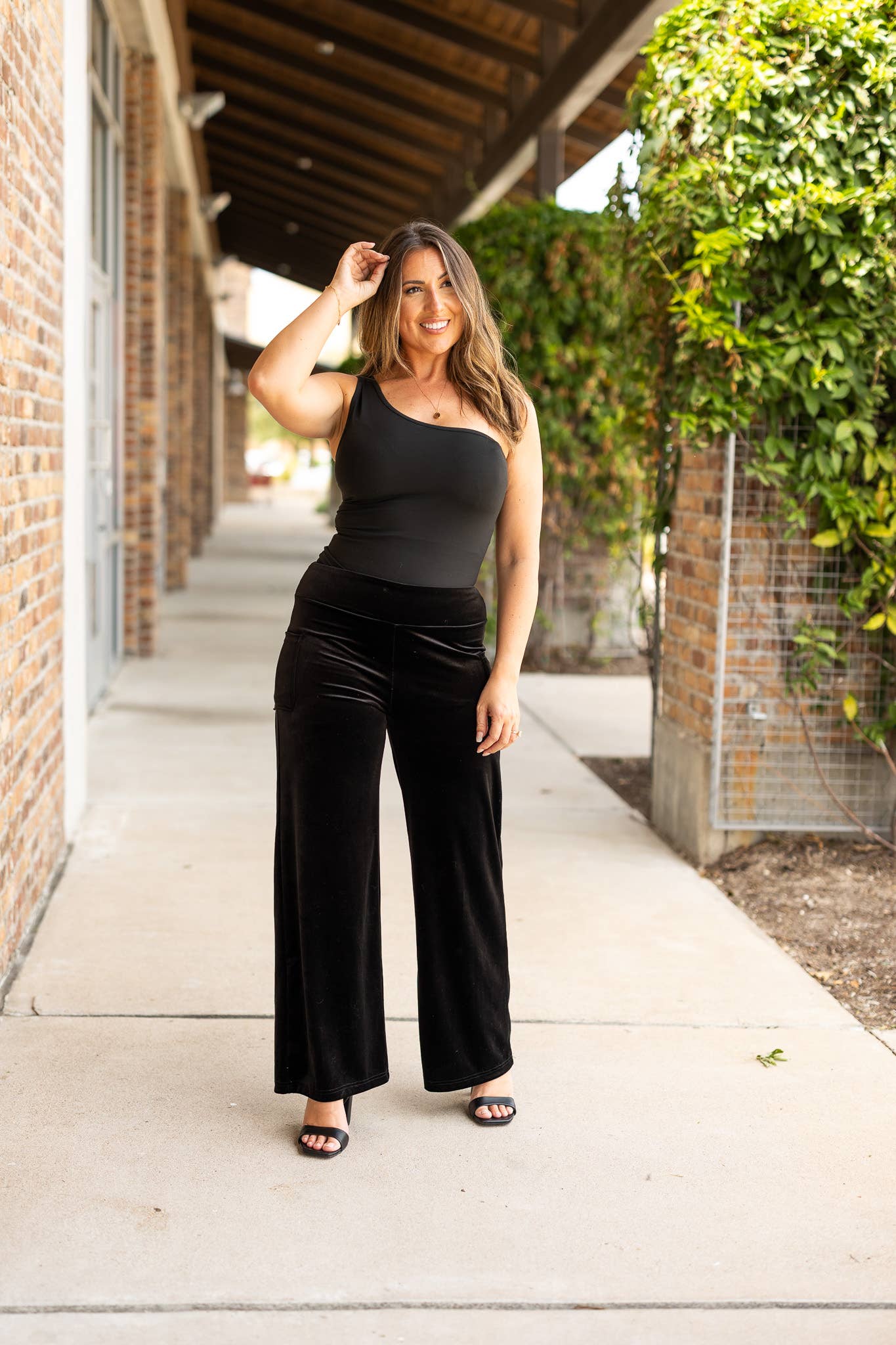 The Regina - Black Velvet Wide Leg Pants