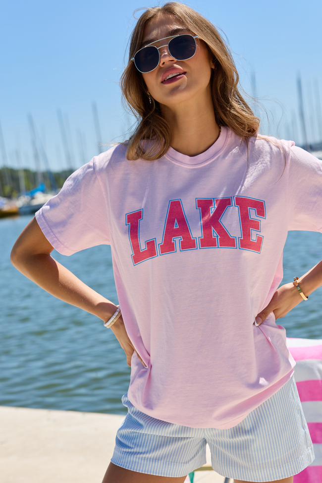 Pink Lily Lake Block Light Pink Comfort Colors Graphic Tee