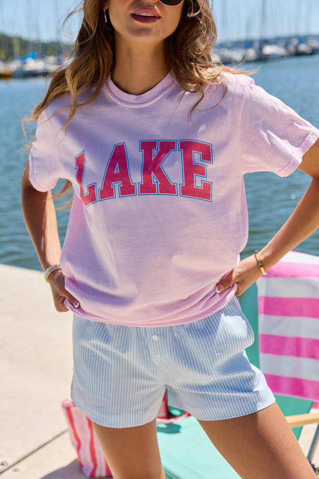 Pink Lily Lake Block Light Pink Comfort Colors Graphic Tee