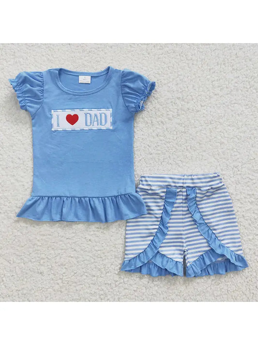 Baby Girls I Love Dad Summer Shorts Clothes Sets