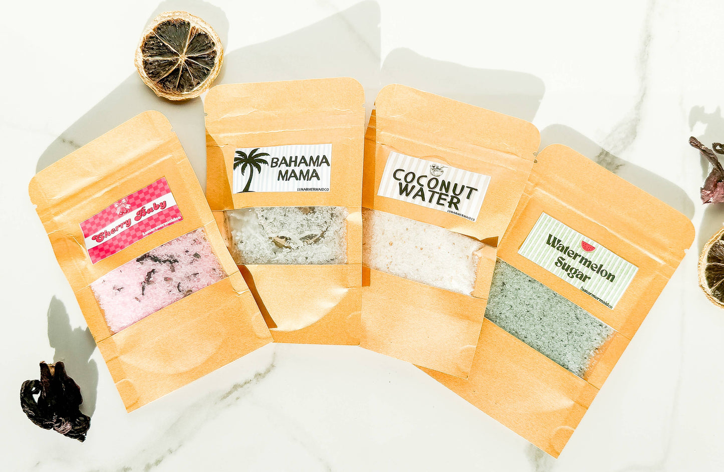 Personal Size Epsom Salt Bags in Fun Styles and Scents